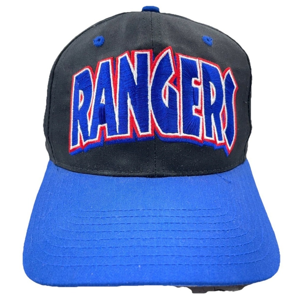 Vintage New York Rangers Hat Cap Snapback Black Dome 90s Bubble Logo NHL RARE